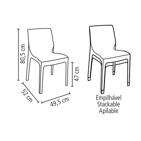Cadeira Plastica Monobloco Alice Preta Satinada
