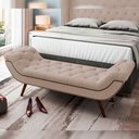Ver imagem 2 de Puff Recamier Decorativo com Tachas 140 Cm Santorini Linho Bege Escuro - Lyam Decor