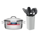 Ver imagem 1 de Kit Caçarola Aço Inox Solar 4,7 Litros Pit 1 + Jogo de Utensílios 6 Peças Verano Ônix -