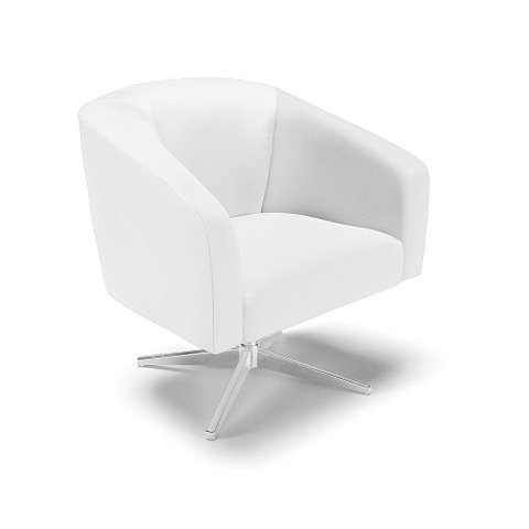 Cadeira Sala de Jantar Giratória Base Cromada Stella Sintético D03 - D'Rossi Cor Branco