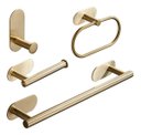 Ver imagem 1 de Kit Acessorios Banheiro Dourado Escovado Dupla Face Redondo