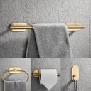 Ver imagem 3 de Kit Acessorios Banheiro Dourado Escovado Dupla Face Redondo