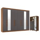 Ver imagem 1 de Guarda Roupa Casal 8 Portas 4 Gavetas Master New com Espelho e Cômoda Marabá com Espelho e Pés