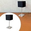 Ver imagem 3 de Luminaria de Mesa Abajur Quadrado Clássico Elegante Interruptor Alumínio com Cúpula Tecido Algodão