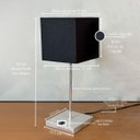Ver imagem 4 de Luminaria de Mesa Abajur Quadrado Clássico Elegante Interruptor Alumínio com Cúpula Tecido Algodão