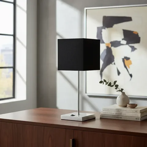 Abajur Luminaria de Mesa Quadrado Clássico Elegante Decoração Iluminação Casa Sala Quarto Escritório