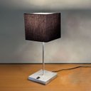 Ver imagem 2 de Luminaria de Mesa Abajur Quadrado Clássico Elegante Interruptor Alumínio com Cúpula Tecido Algodão