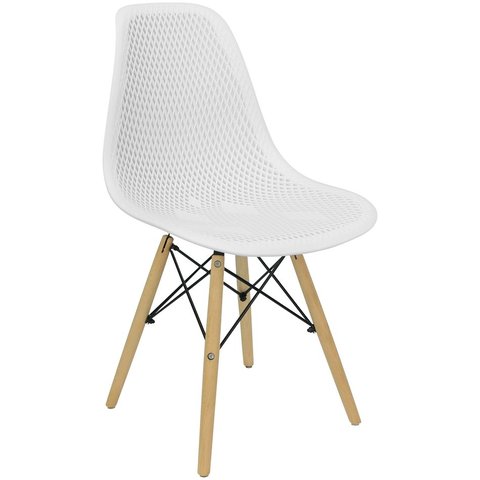 Cadeira Colmeia Furadinha Heloisa Eloá Charles Eames Eiffel Base Madeira - Branca Branco Branco