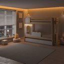 Ver imagem 2 de Treliche Infantil com Janela e LED New Garden Casatema MadeiraOriginals Marrom/Branco