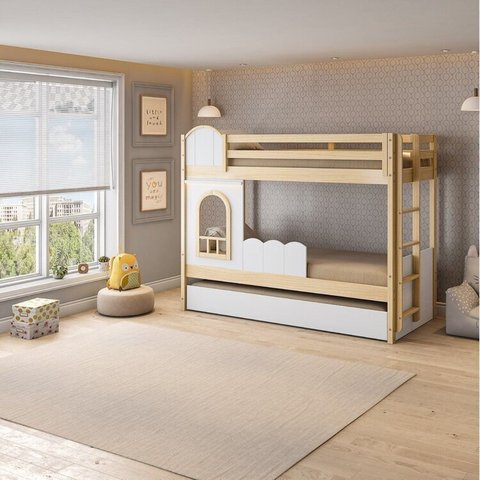 Treliche Infantil com Janela e LED New Garden Casatema MadeiraOriginals Marrom/Branco