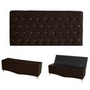 Ver imagem 1 de Kit Estrela Cabeceira de Cama Painel e Calçadeira Baú Botão Cristal Queen 160 Cm Suede Marrom do Lar