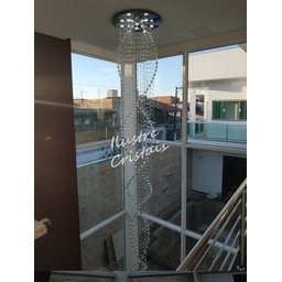 Lustre de Cristal Legítimo Pé Direito Duplo 3 Metros - Transparente - 5