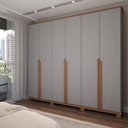 Ver imagem 1 de Guarda-roupa Casal Calábria 6 Portas 6 Gavetas Cinza/nature - Panorama Móveis