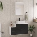 Ver imagem 1 de Conjunto Gabinete Banheiro Nivus 80cm (armário + Cuba + Espelheira) Branco / Preto