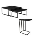 Ver imagem 1 de Kit Industrial Duo Mesa Centro Catarina 35x135 + Mesa Lateral Elena 70x45 Tampo Mdf - Preto