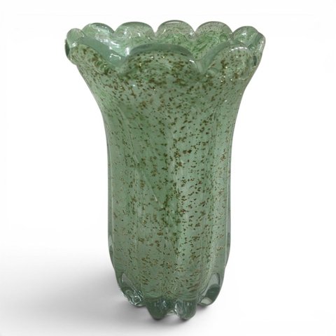 Vaso Decorativo em Murano na Cor Verde Menta 24x16x16cm