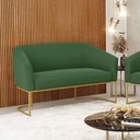 Ver imagem 2 de Sofá Namoradeira 2 Lugares Base Industrial Dourado Stella Suede D03 - D’Rossi Verde