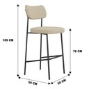 Ver imagem 4 de Kit 02 Banquetas Altas para Cozinha Lila Estofada com Encosto Linho Bege - Desk Design