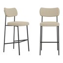 Ver imagem 1 de Kit 02 Banquetas Altas para Cozinha Lila Estofada com Encosto Linho Bege - Desk Design