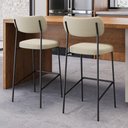 Ver imagem 2 de Kit 02 Banquetas Altas para Cozinha Lila Estofada com Encosto Linho Bege - Desk Design