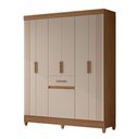 Ver imagem 4 de Guarda Roupa Roupeiro Solteiro Roma 7 Portas 1 Gaveta com Detalhes Frisados Carvalho Fendi Moval
