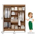 Ver imagem 2 de Guarda Roupa Roupeiro Solteiro Roma 7 Portas 1 Gaveta com Detalhes Frisados Carvalho Fendi Moval