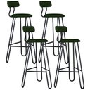 Ver imagem 1 de Kit 04 Banqueta Alta Bar Cozinha Sala de Jantar Áris C01 Preto Linho Verde Musgo - Lyam Decor
