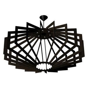 Luminária Teto tipo Pendente TRAPEZIO MDF Completa -:Preta