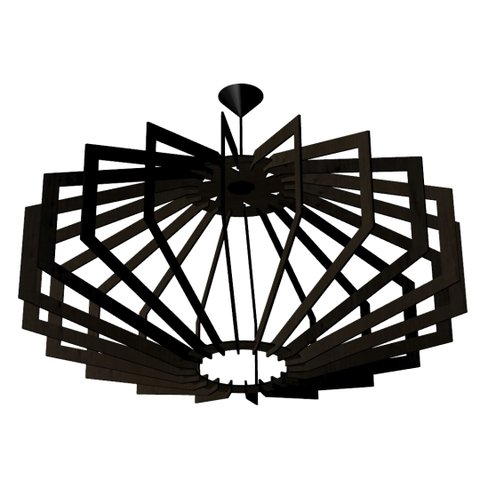 Luminária Teto tipo Pendente TRAPEZIO MDF Completa -:Preta