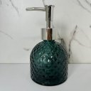 Ver imagem 4 de Porta sabonete líquido de vidro verde com trabalhado