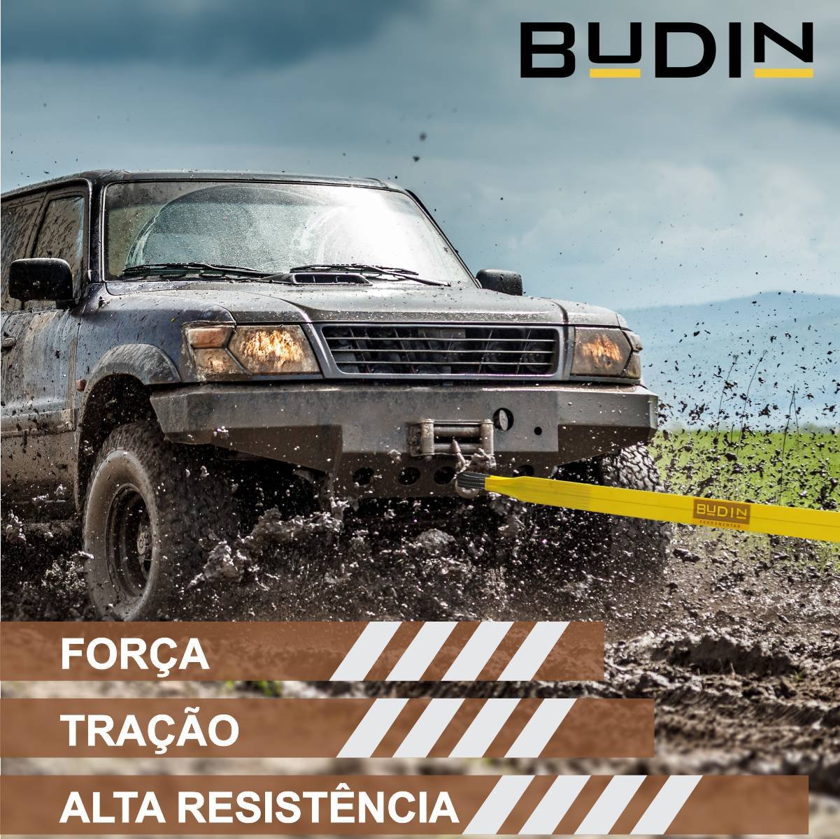 Cinta de Reboque e Arraste 20 ton x 10 metros plana - 4x4 / Trilhas / Off road / Caminhão / Trator B - 4