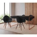 Ver imagem 1 de Mesa Jantar Industrial Preta 137X90Cm Base Cobre Com 4 Poltronas Pretas Made Cor: Preto
