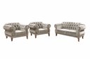 Ver imagem 1 de Kit Namoradeira Duquesa Chesterfield 2 Lugares + 2 Poltronas Decoração Sala Recepção - Suede Bege Cl