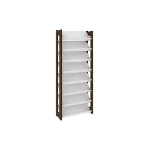Armário Sapateira Solteiro Az1006 C- 8 Prateleiras Branco-nogal - Tecno Mobili