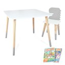 Ver imagem 1 de Mesa e Cadeira Infantil Dinossauro Kit Livro Educativo em Madeira - Cinza