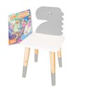 Ver imagem 5 de Mesa e Cadeira Infantil Dinossauro Kit Livro Educativo em Madeira - Cinza