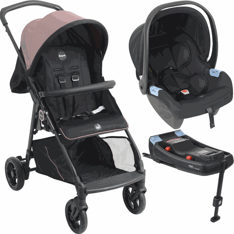 Carrinho com Bebe Conforto e Base Isofix Burigotto Lui Rose