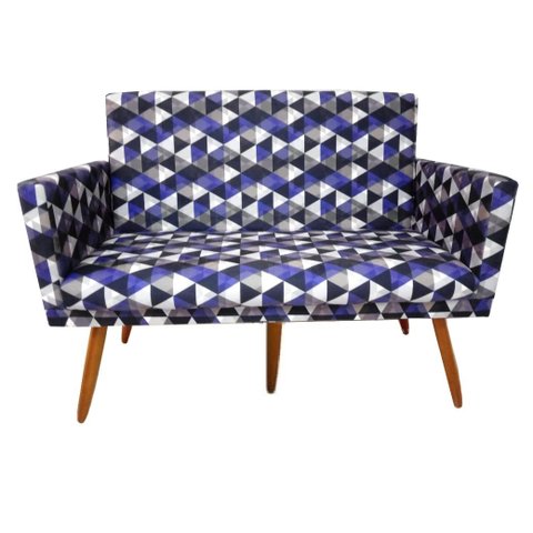 Namoradeira Nina Decorativa Suede Triângulo Roxo 2 Lugares Pés Madeira Ms Decor
