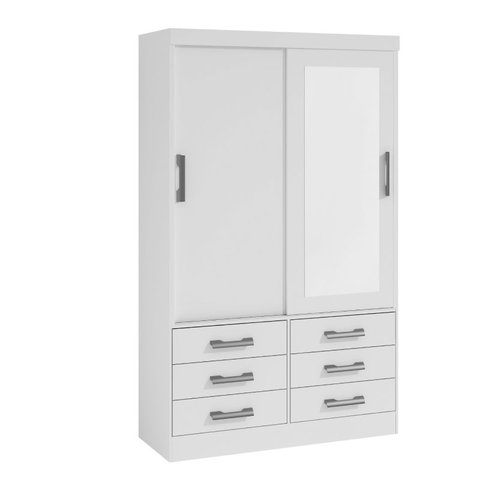 Guarda Roupa Solteiro 2 Portas 6 Gavetas Meridian D'doro Branco