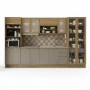 Ver imagem 3 de Armário de Cozinha Modulada Completa Reta 7 Peças 3,50m Botanic Kappesberg - Nogueira/Fendi