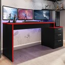 Ver imagem 2 de Mesa Gamer Escrivaninha para Computador Drx 5000 para Quarto - Preto / Vermelho