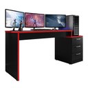 Ver imagem 1 de Mesa Gamer Escrivaninha para Computador Drx 5000 para Quarto - Preto / Vermelho