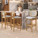 Ver imagem 7 de Kit 04 Banquetas Altas para Cozinha Bancada Sala Tela Betta Fixa L02 Linho Cinza - Lyam