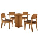 Ver imagem 2 de Mesa de Jantar Loren 90cm Mdf 4 Cad Copper Moderna Mobilia Veludo Marrom/naturalle Laminado