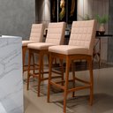 Ver imagem 2 de Kit 03 Banquetas Altas Para Cozinha Sala de Jantar Fixa Mila B04 Linho Rosê - Lyam Decor