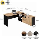 Ver imagem 3 de Mesa L Diretor 150cm a 170cm Armário Lateral e Gavetas F5 Cor:calvi com Preto