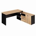 Ver imagem 4 de Mesa L Diretor 150cm a 170cm Armário Lateral e Gavetas F5 Cor:calvi com Preto