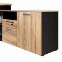 Ver mais imagens de Mesa L Diretor 150cm a 170cm Armário Lateral e Gavetas F5 Cor:calvi com Preto