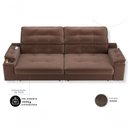 Ver imagem 2 de Sofá Santiago 3 Lugares Retrátil e Reclinável 200cm Marrom Suede