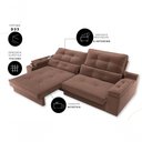 Ver imagem 6 de Sofá Santiago 3 Lugares Retrátil e Reclinável 200cm Marrom Suede